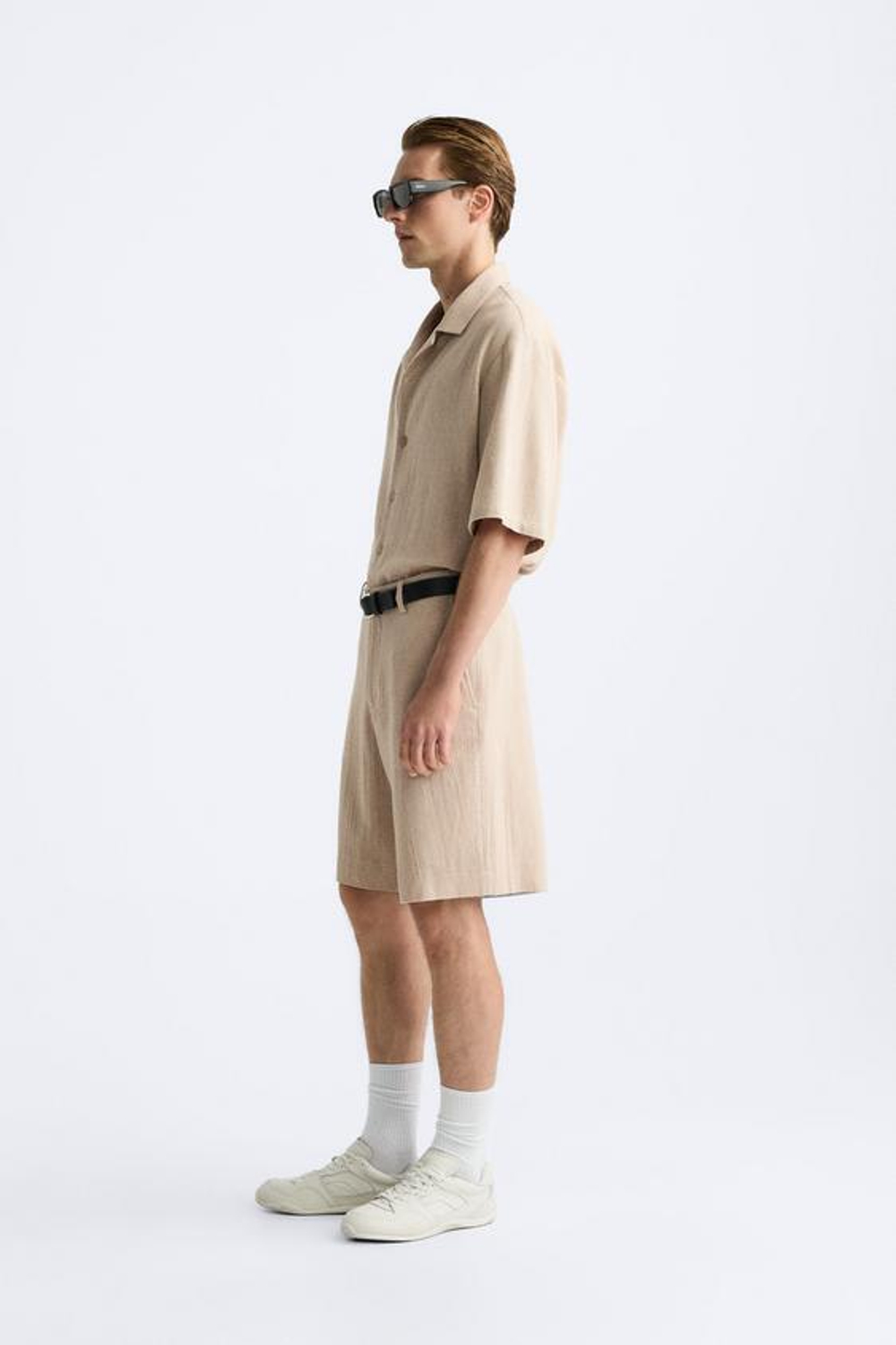 ZARA ШОРТЫ ИЗ РЕЛЬЕФНОЙ ТКАНИ, БЕЖЕВЫЙ