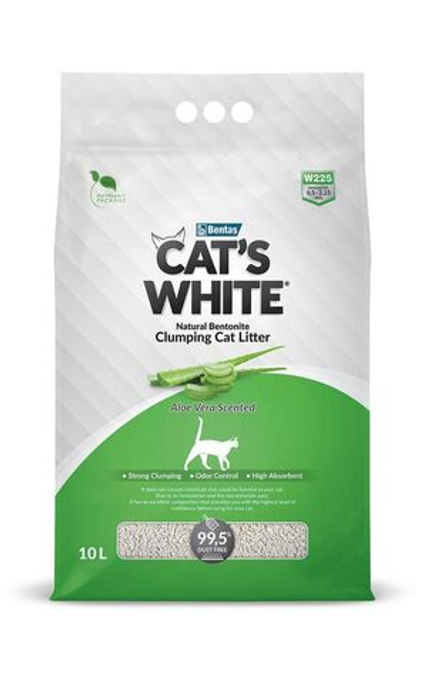 Cat's White Aloe Vera комкующийся наполнитель с ароматом алоэ вера для кошачьего туалета 10 л