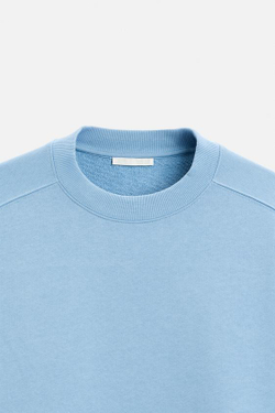 ZARA ТОЛСТОВКА СВОБОДНОГО КРОЯ С КРУГЛЫМ ВЫРЕЗОМ, ГОЛУБОЙ
