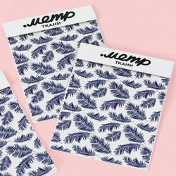 Ткань интерлок синие перья