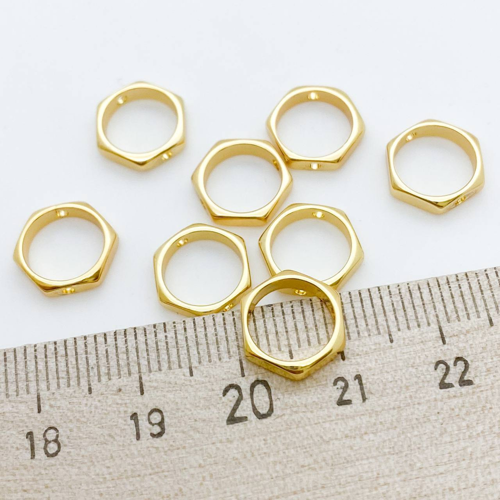 Коннектор-рамка, цвет золото, размер 10 мм, внутренний диаметр 8 мм, цена за 1 шт