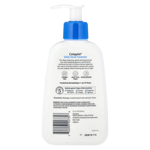 Cetaphil, ежедневное очищающее средство для лица, для нормальной и жирной кожи, 237 мл (8 жидк. унций)