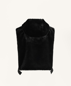 Oysho Жилет из искусственного меха с капюшоном, черный
