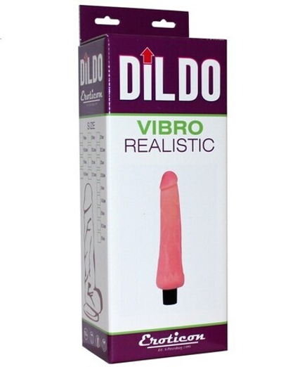 Длинный вибратор с венами UltraSkin Vibro Realistic (Цвет: телесный)