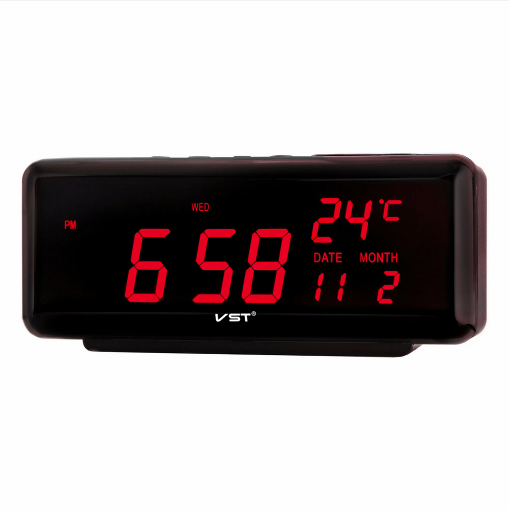 Часы VST-763W-1 C`/дата Красное свечение Сеть