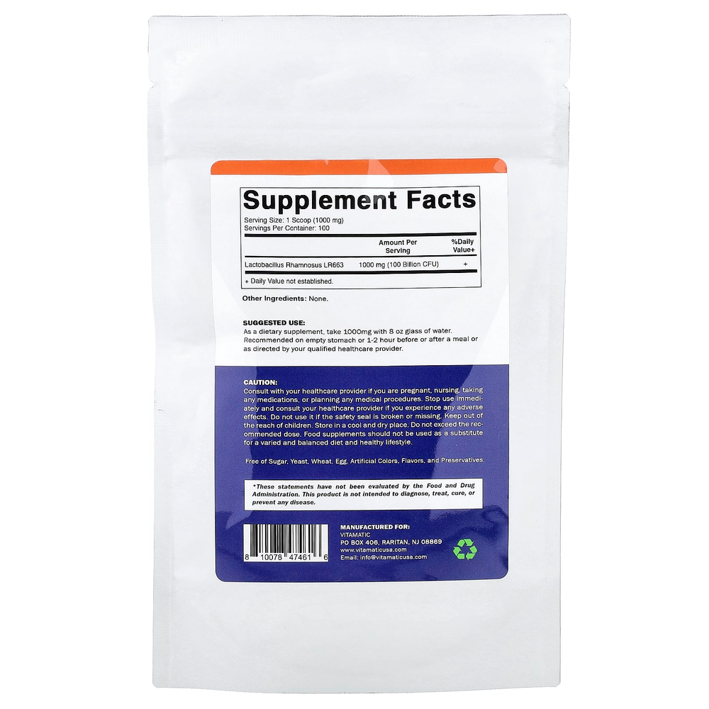 Vitamatic, лактобактерии рамнозус (Lactobacillus rhamnosus), 100 г (3,5 унции)