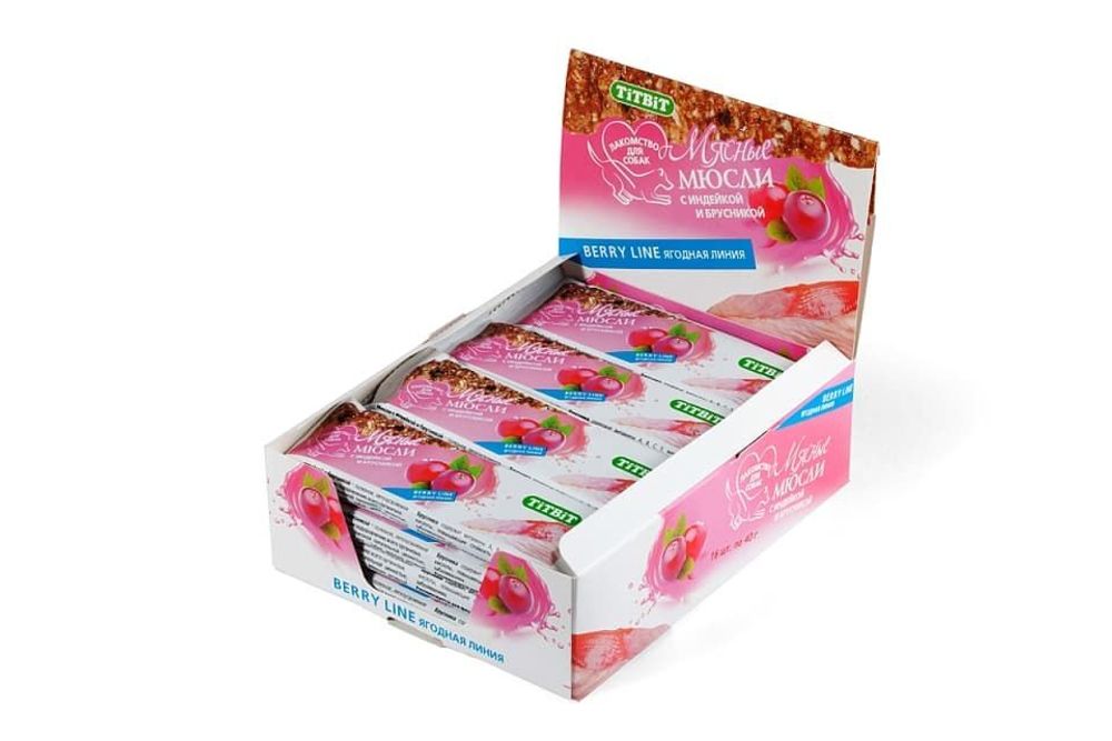 Мюсли Berry с индейкой и брусникой (16 шт)