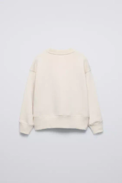 ZARA ОДНОТОННАЯ ТОЛСТОВКА, ЭКРЮ