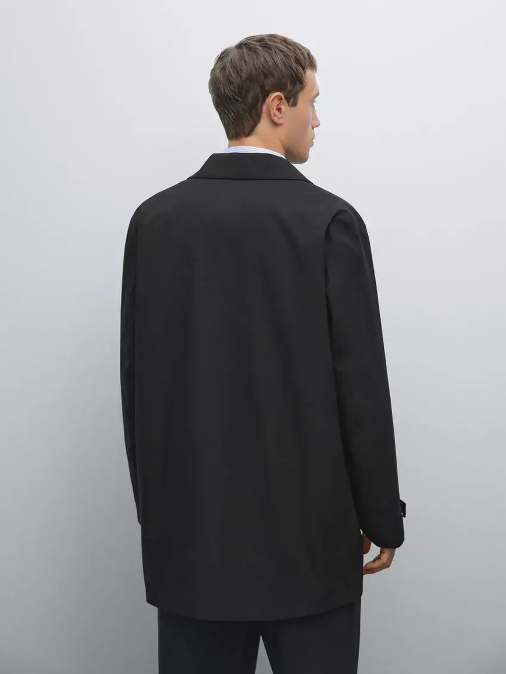 Massimo Dutti Тренч из непромокаемой ткани, темно-синий