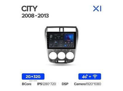 Магнитола Teyes X1 2-32 Wi-Fi + 4G Honda City 2008 — 2013 10.2"