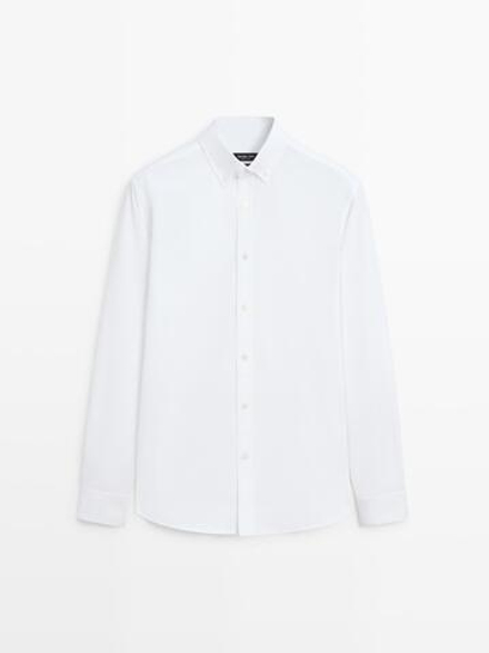 Massimo Dutti Рубашка Оксфорд из 100% хлопка, белый