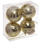 Новогодние шары 6 см (набор 4 шт) «Снежные нити», золото/белый