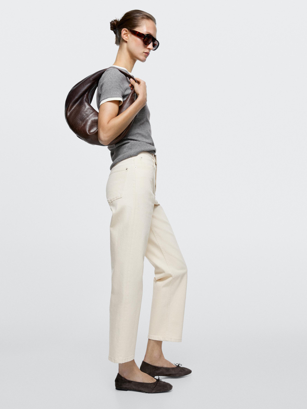 Massimo Dutti Джинсы прямого кроя со средней посадкой, кремовый