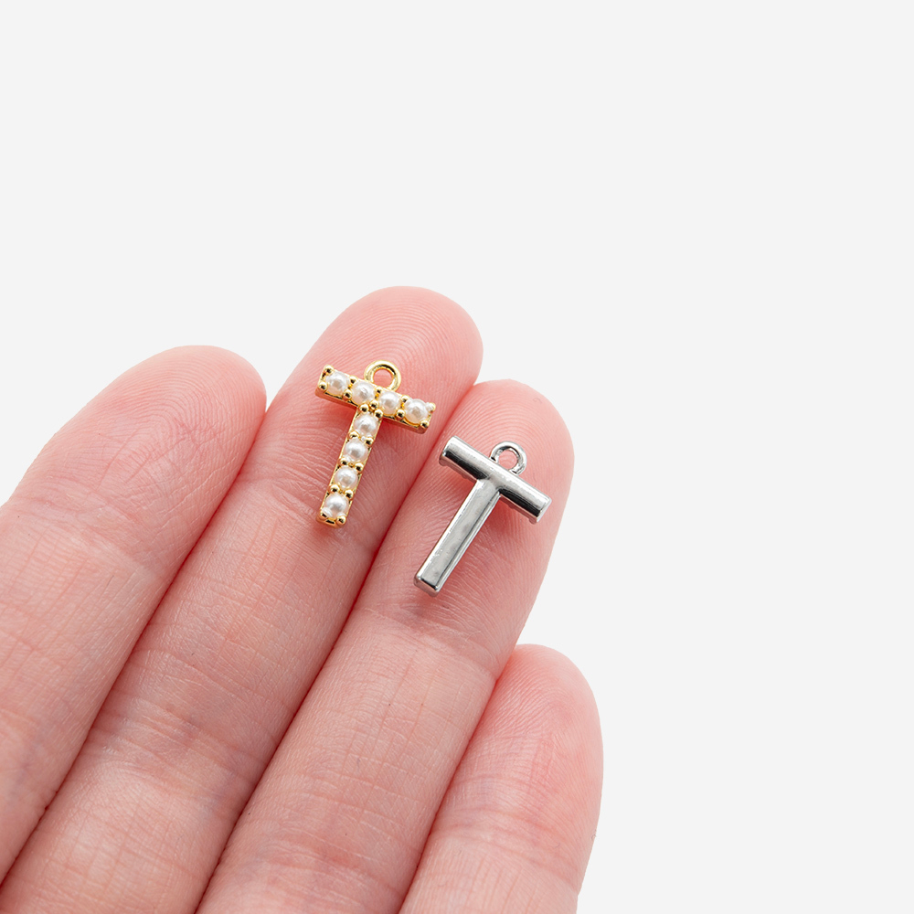 Подвеска с жемчугом в форме буквы "T", 14*9,5мм