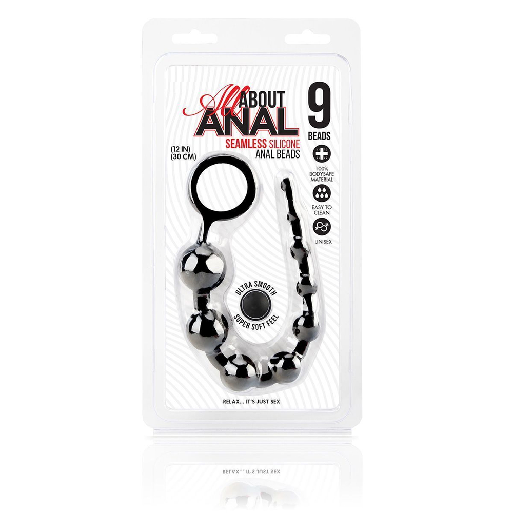 Черные силиконовые анальные бусы Silicone Anal Beads - 30 см. (Цвет: черный)