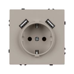 Механизм розетки с USB зарядкой SCT-NOBE-MUAA-SFPL-CA (230V, 16A) (Arlight, Кашемир) 059442