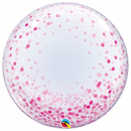 Шар Qualatex BUBBLE DECO 24" с рисунком Конфетти розовое #57790