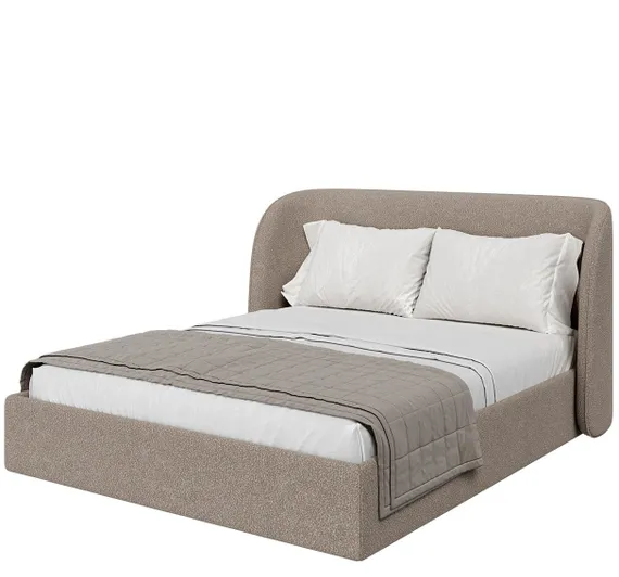 Кровать двуспальная Classic 160 см с подъемным механизмом, бежевое букле