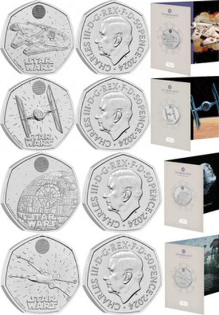 Великобритания 50 пенсов, 2024 Звездные войны набор 4 монеты
