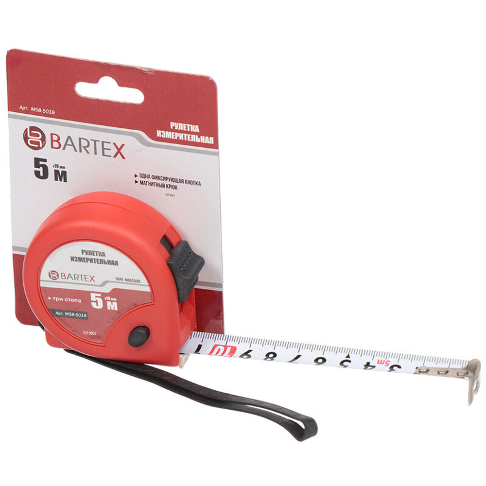 Рулетка 5х19 мм, с фиксатором, + кнопка, Bartex, M-58, шт