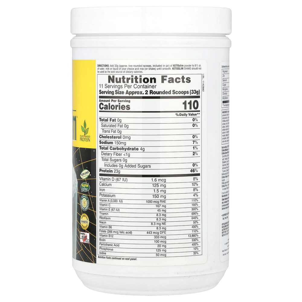 NaturesPlus, Keto Slim ™, высокопротеиновый коктейль, ваниль, 363 г (0,8 фунта)