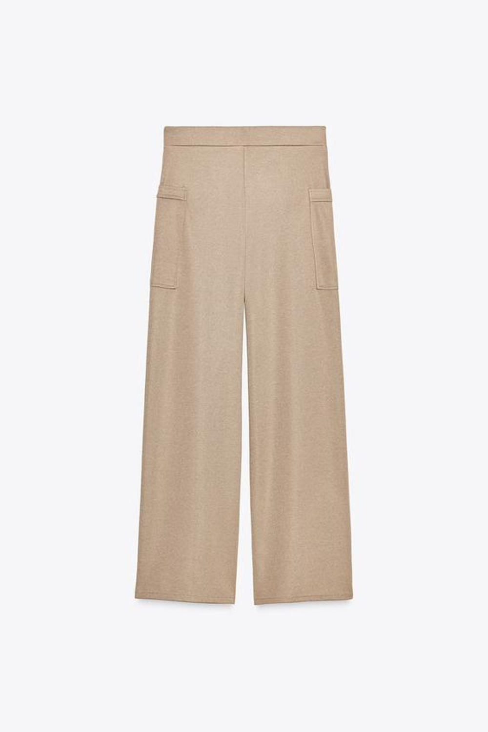 ZARA БРЮКИ ИЗ ТВИЛА С КАРМАНАМИ, БЕЖЕВЫЙ