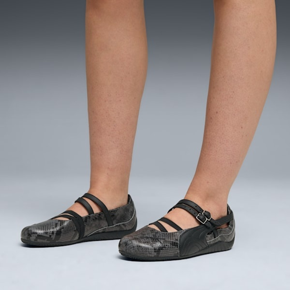 PUMA Женские кроссовки-балетки Speedcat со змеиным принтом, темно-серый