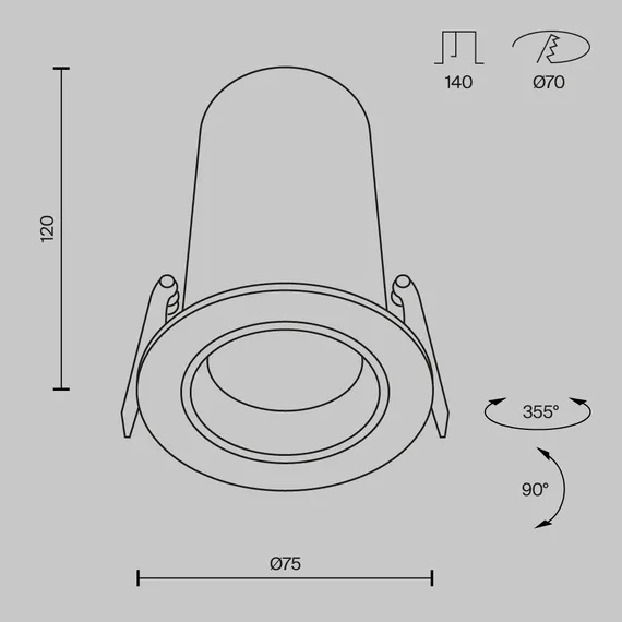 Встраиваемый светильник Фокус / FOCUS LED 12 Вт 3000 К 50° Technical dl125-l12-3k-w