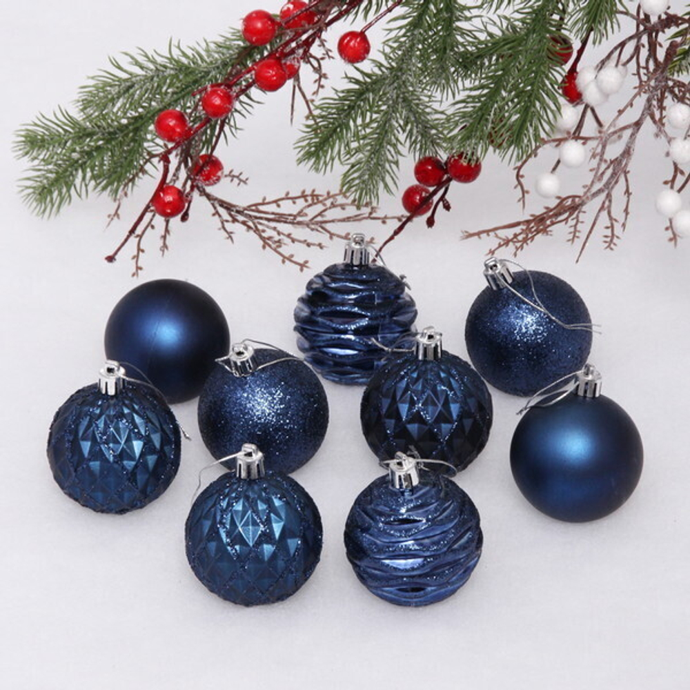 Набор шаров «Diamond shine» 6 см (9 предметов), сапфир