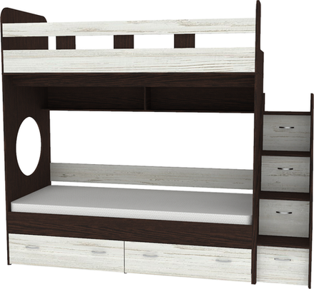 Двухъярусная кровать КарИВи Юниор 1 90х200 Венге Винтерберг