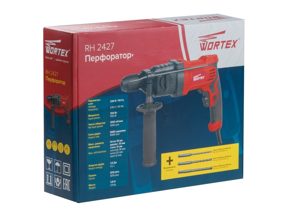 Перфоратор SDS-plus RH 2427 WORTEX RH242700025