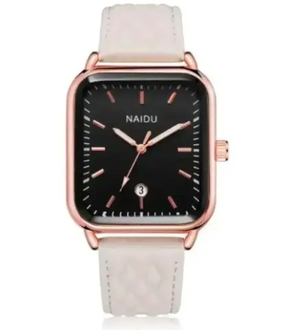 Часы наручные кварцевые DOM на кожаном ремешке, черный/бежевый W10160-02