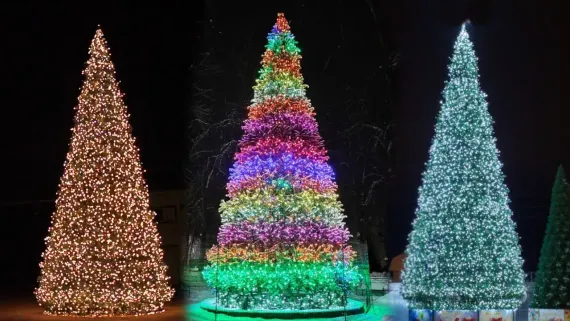 Уличная светодинамическая елка Уральская зеленая 24 м., каркасная, ПВХ, Green Trees (GT24URPVCLED)