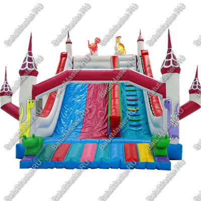 Надувной батут-горка "Замок динозавра" 10*6*7 м.