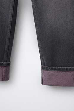 ZARA ДЖИНСЫ STRAIGHT С ЭФФЕКТОМ ПОТЕРТОСТИ, СЕРЫЙ