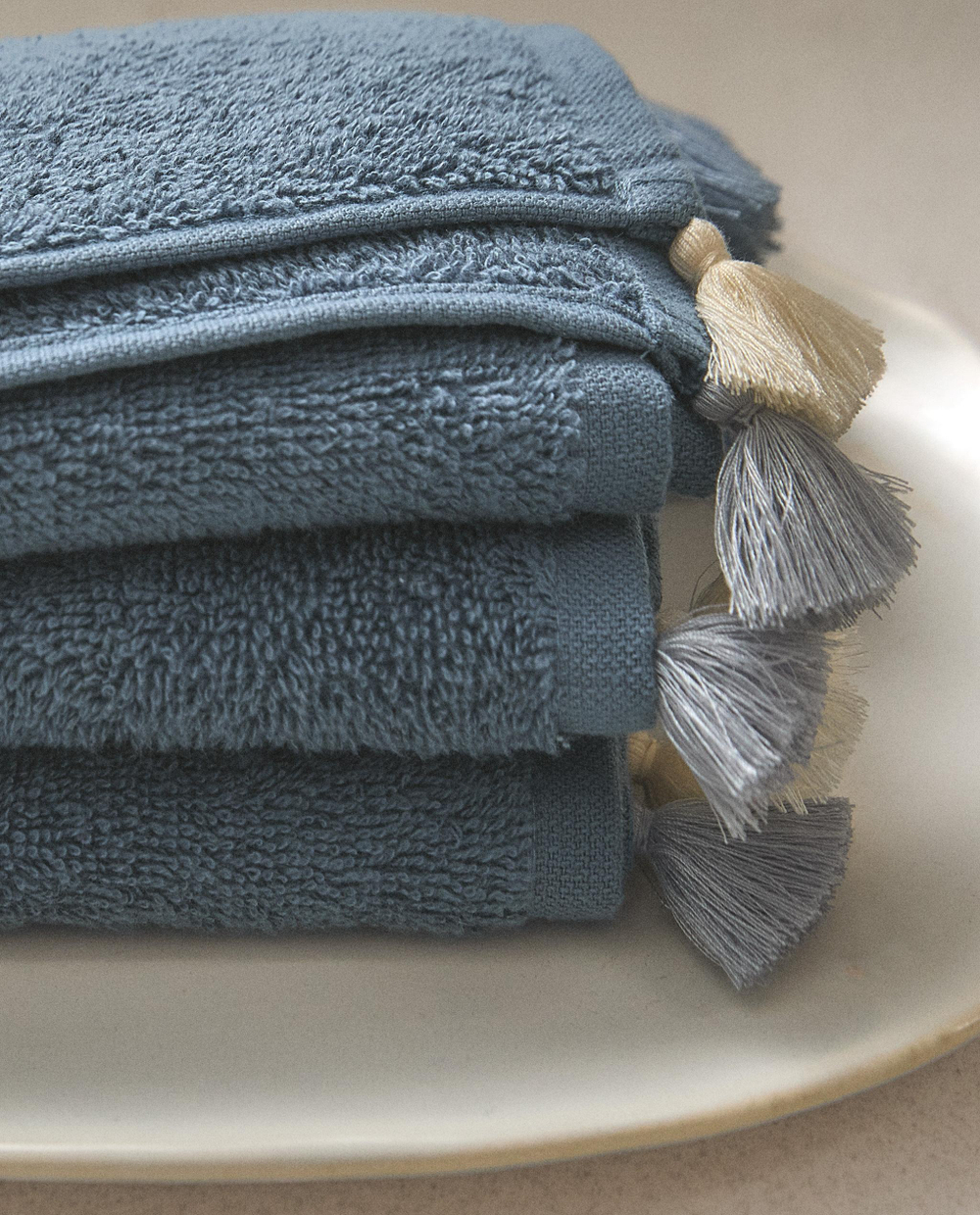 Zara Home Полотенце для лица и рук из хлопка, голубой, 30x30 см (3 шт.)
