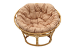 Кресло для отдыха Папасан арт.Р110Н Ø110см ротанг натуральный 3 уп(1 уп корзина медовый, 1 уп подставка, 1 уп подушка беж)