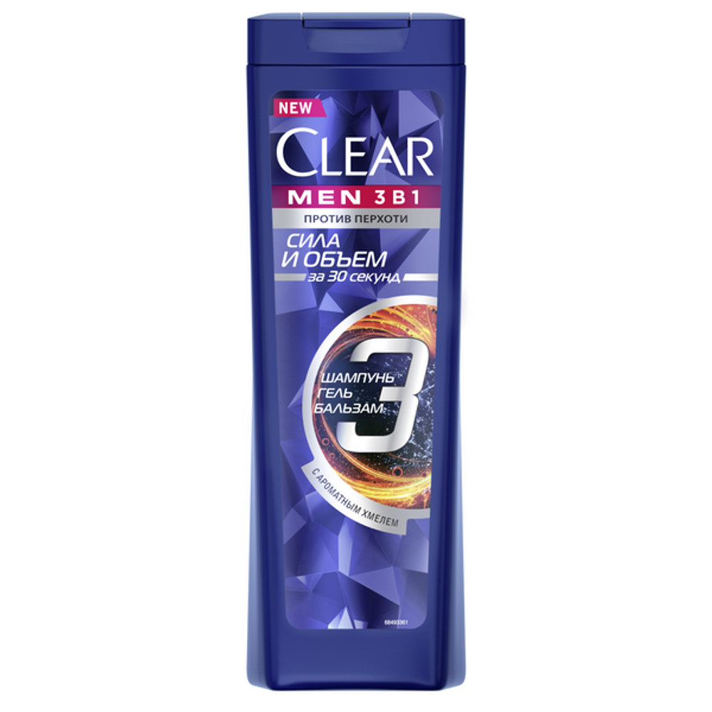 Clear шамп. МУЖ 400мл 3 в 1 Объём и Сила *6*12