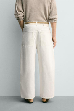 ZARA ДЖИНСЫ WIDE LEG, БЕЛЫЙ