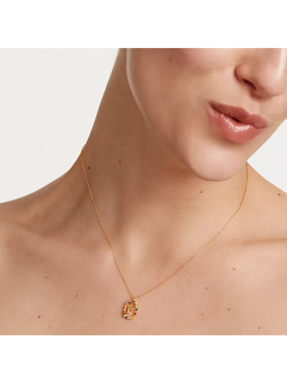 Колье Буква F серебро 925 пробы покрытое золотом