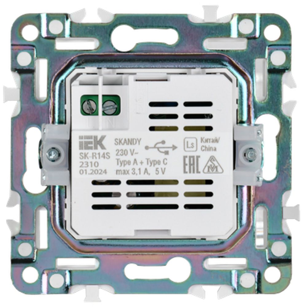 SKANDY Розетка USB A+C 3,1А SK-R14S серебряный IEK