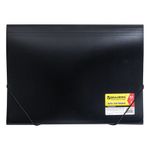 Папка на резинках BRAUBERG "Business", А4, 7 отделений, пластиковый индекс, черная, 0,5 мм, 224145