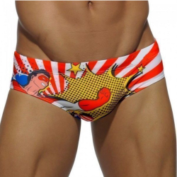 Мужские плавки брифы оранжево-белые SuperHero Addicted