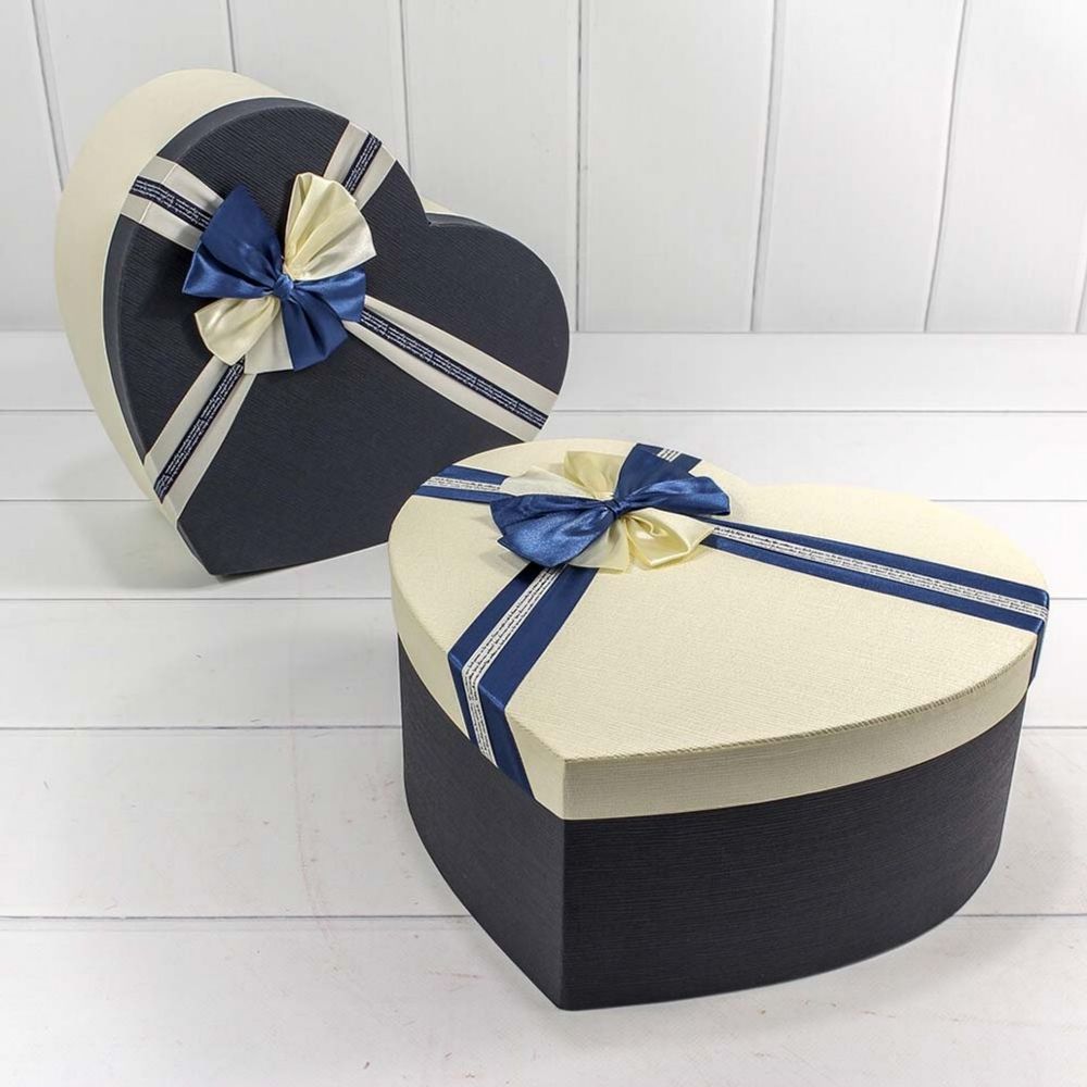 Коробка "Сердце" СИНИЙ/БЕЖЕВЫЙ