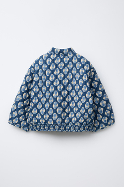 ZARA КУРТКА ИЗ ТКАНИ С ЦВЕТОЧНЫМ ПРИНТОМ, СИНИЙ