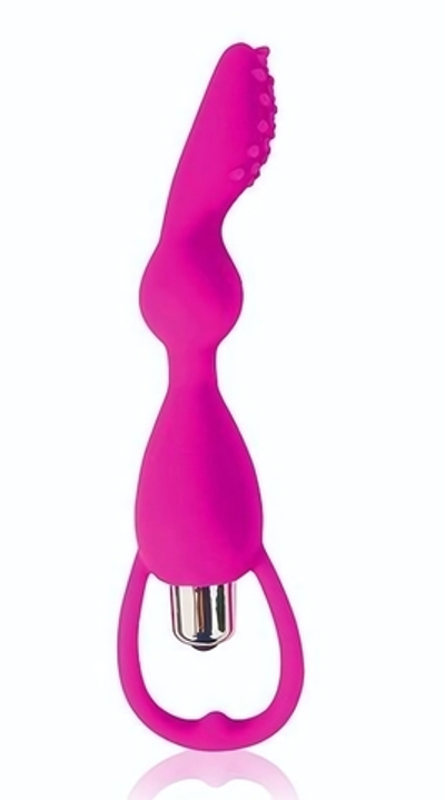 Розовый фантазийный вибратор с колечком-ограничителем - 14 см. (Цвет: розовый)
