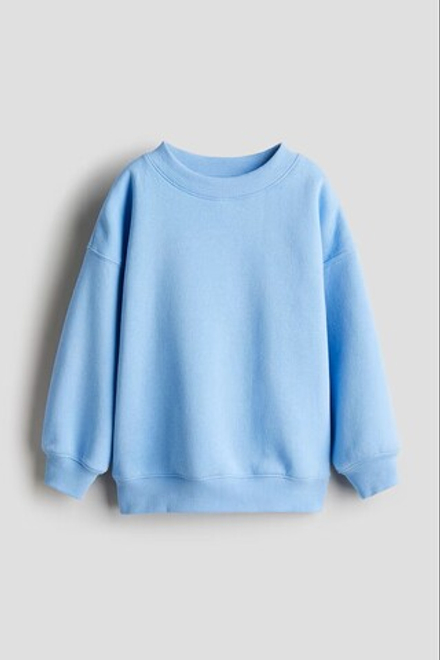 H&M Толстовка оверсайз с круглым вырезом, светло-голубой