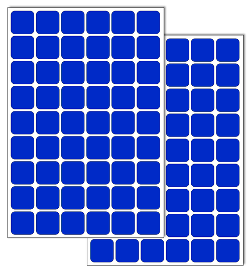 Синие виниловые наклейки для маркировки Policomprint М2, 20х20 мм.