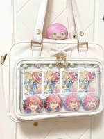 Сумка через плечо с прозрачным окошком розовый бант