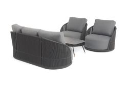 "Монтелла" лаунж-зона 5-местная плетеная из роупа (веревки), каркас алюминиевый темно-серый, роуп темно-серый